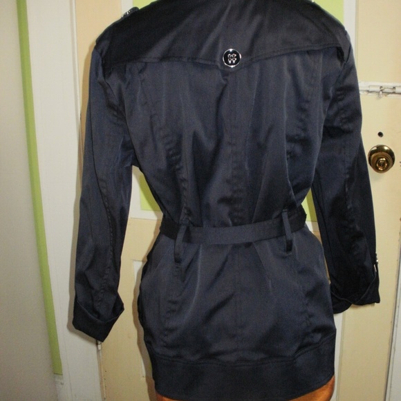 MARINA LUNA SHORT TRENCH COAT DOUBLE BREASTED BELT - Picture 4 of 4